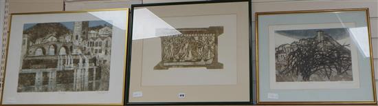 Valerie Thornton, three limited edition prints, Fermigiano, Etruscan relief and Esco